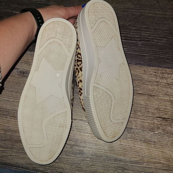 Halogen Leopard Print Calf Hair Platform Slip on Sneakers - Picture 7 of 14